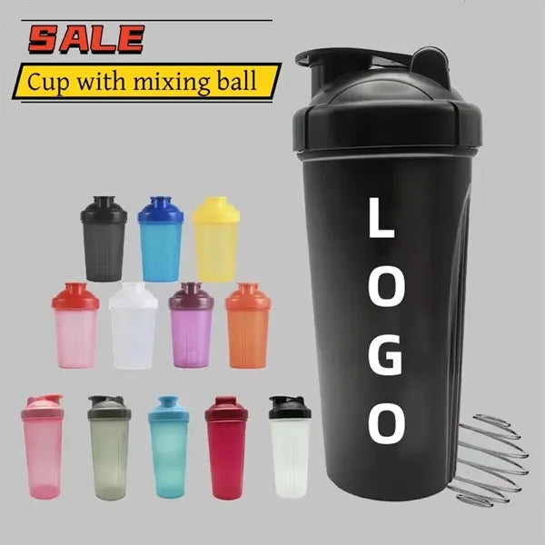 Plastic sports water bottle travel mug with stirrer ball