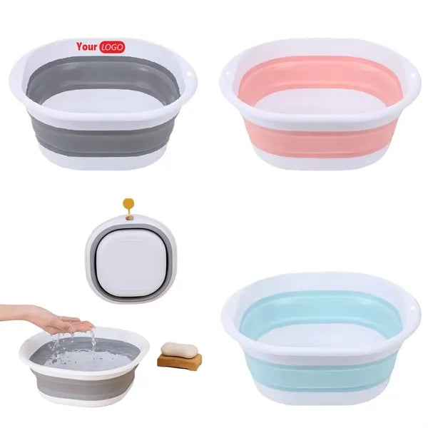 Portable Foldable Washing Basin Plastic and TPR Bucket