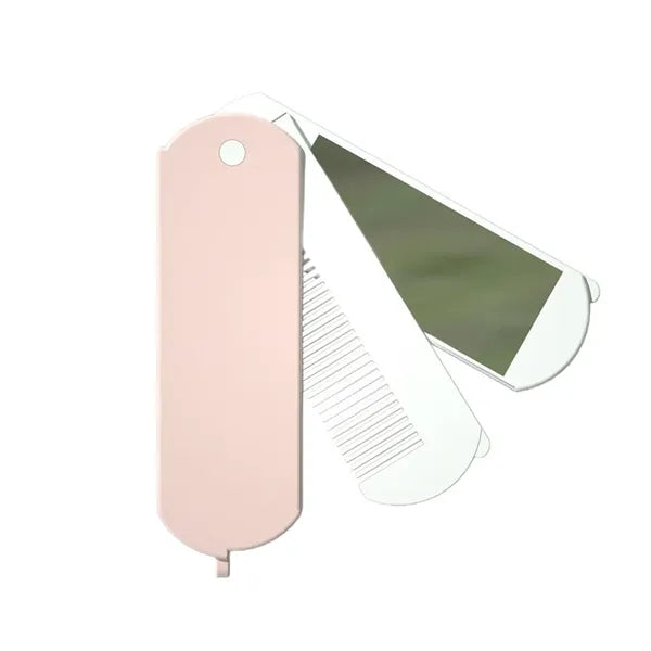 Portable Foldable Hairbrush with Makeup Mirror