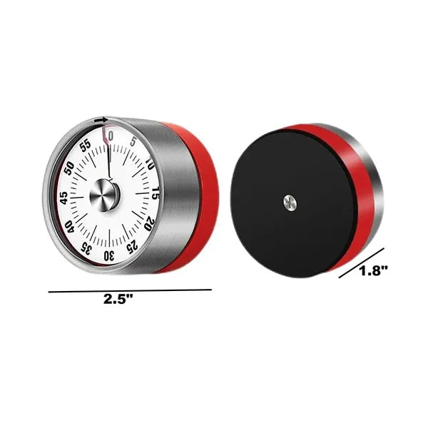 Stainless Steel Mechanical Kitchen Timer with Magnetic Base