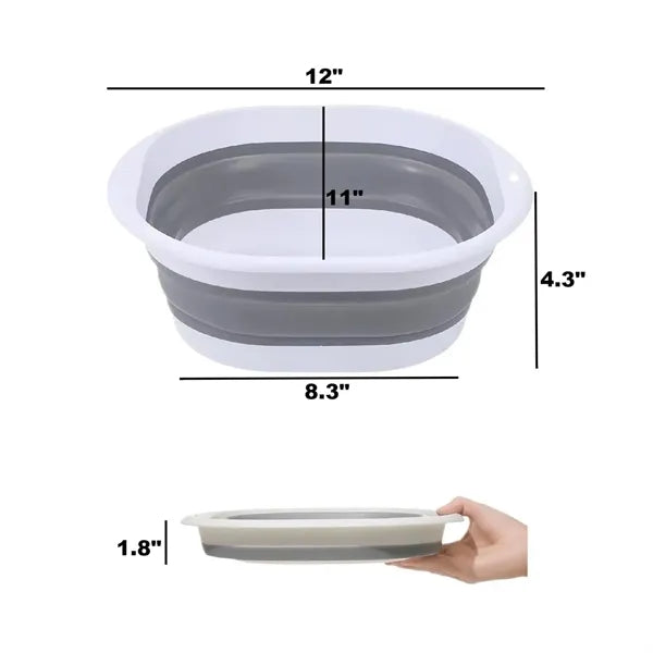 Portable Foldable Washing Basin Plastic and TPR Bucket