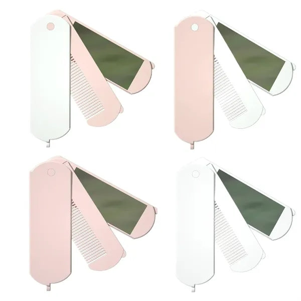 Portable Foldable Hairbrush with Makeup Mirror