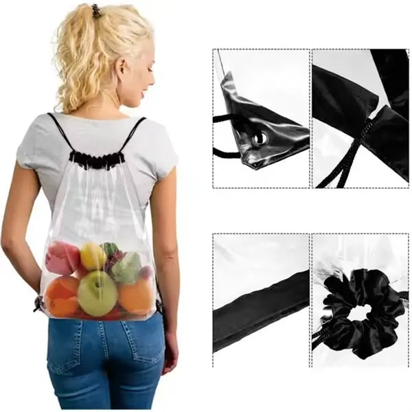 Transparent PVC Backpack Drawstring Bundle Pocket