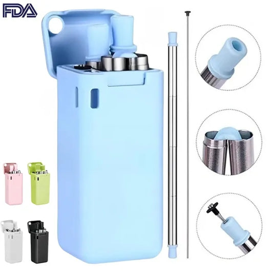 Stainless Steel Folding Straw with Cleaning Brush
