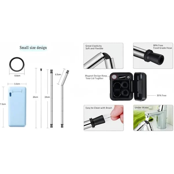 Stainless Steel Folding Straw with Cleaning Brush