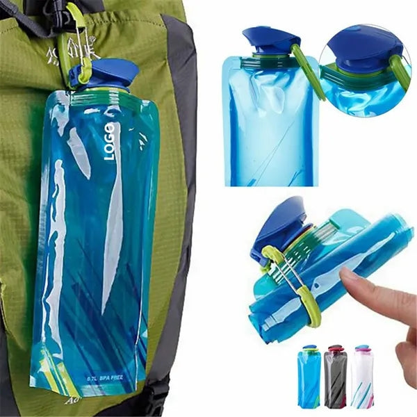 24 oz. Collapsible Water Bottle with Carabiners