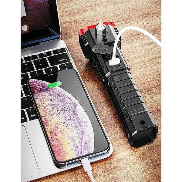 Car Emergency Flashlight with Power Bank and Safety Tools