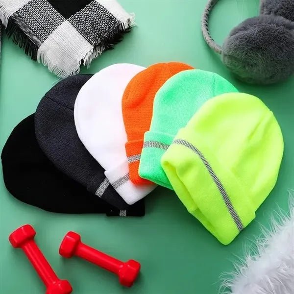 Beanie with stripe of reflective