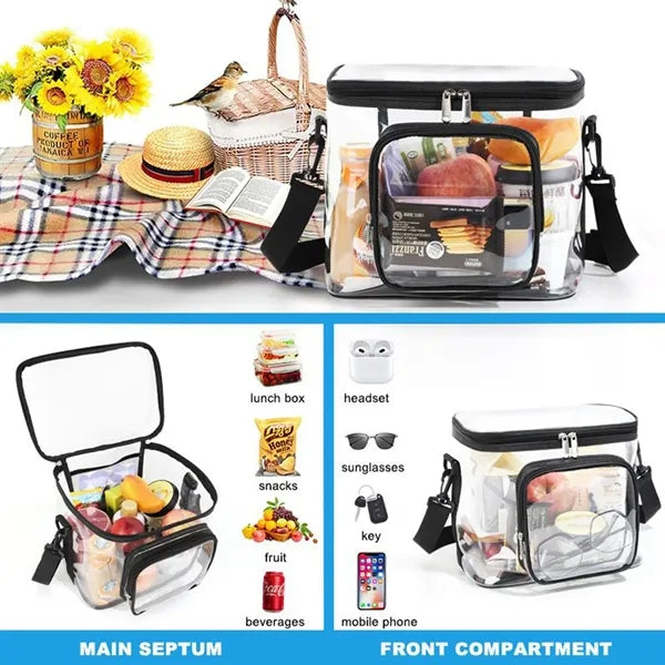 Clear Lunch Bag Work Office Plastic Transparent Tote picnic