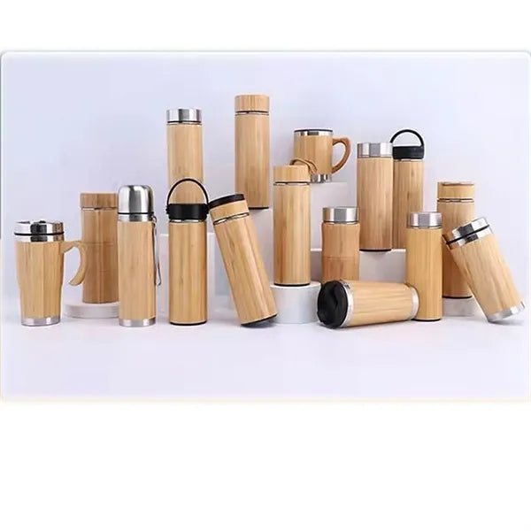 15oz Drinking Cup Spill Proof Lid Stainless Steel Bamboo
