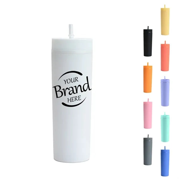 16oz Plastic Sport Water Bottle With Straw