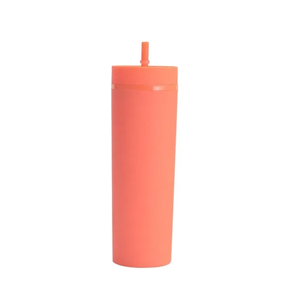 16oz Plastic Sport Water Bottle With Straw