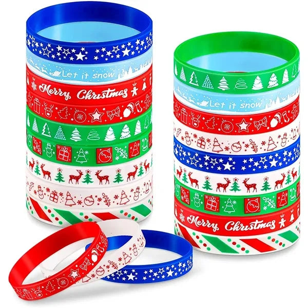 Festive Christmas Silicone Wristbands with Holiday Patterns