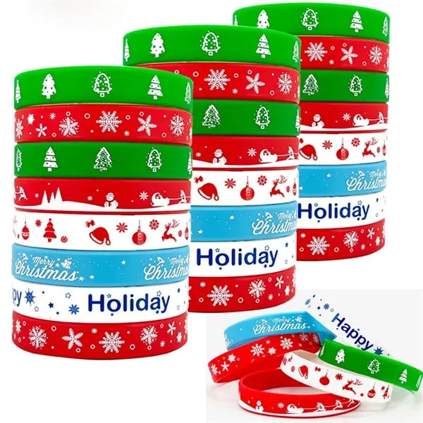 Festive Christmas Silicone Wristbands with Holiday Patterns