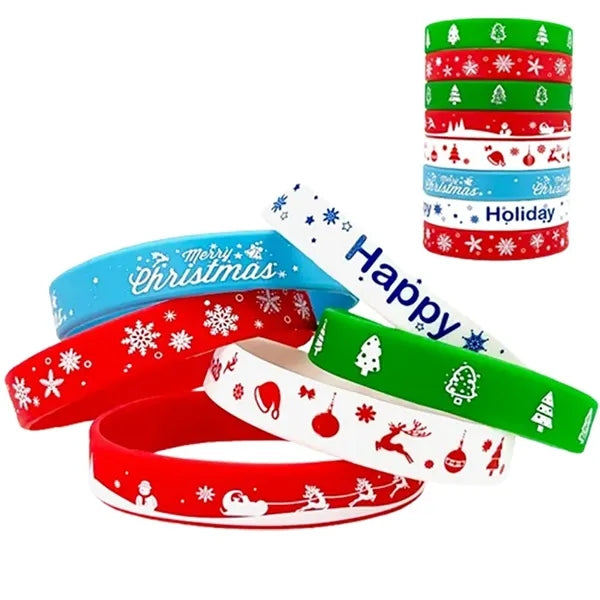 Festive Christmas Silicone Wristbands with Holiday Patterns