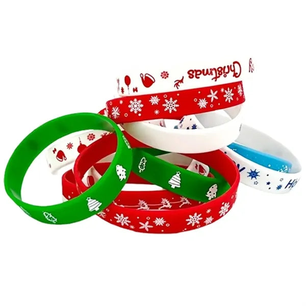 Festive Christmas Silicone Wristbands with Holiday Patterns