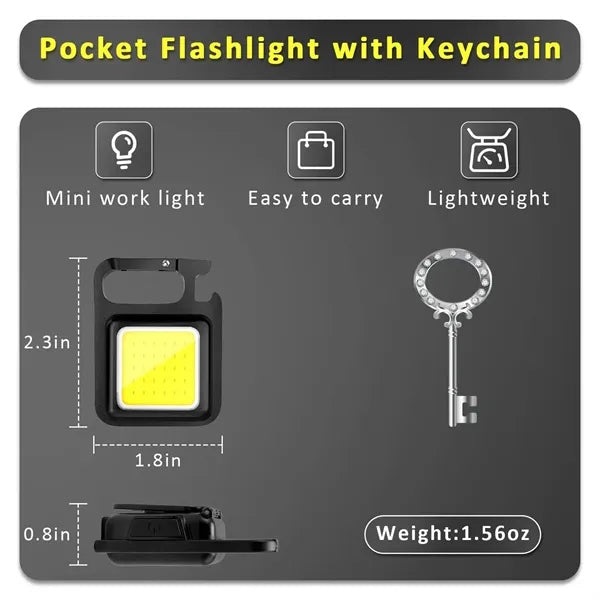 Cob Keychain Work Light Key Chain Flashlight Emergency