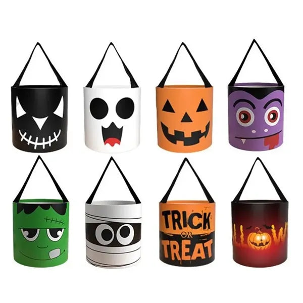 Halloween Trick or Treat Pumpkin Bucket Bulk Tote Candy Bags