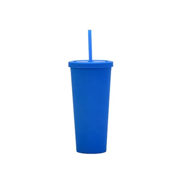 24oz Double Layer Bottle With Lid And Straw
