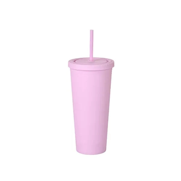 24oz Double Layer Bottle With Lid And Straw