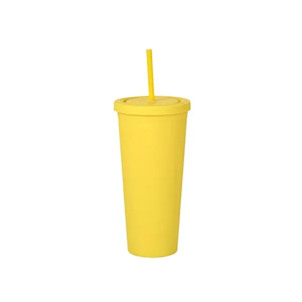 24oz Double Layer Bottle With Lid And Straw