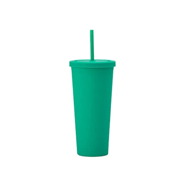 24oz Double Layer Bottle With Lid And Straw
