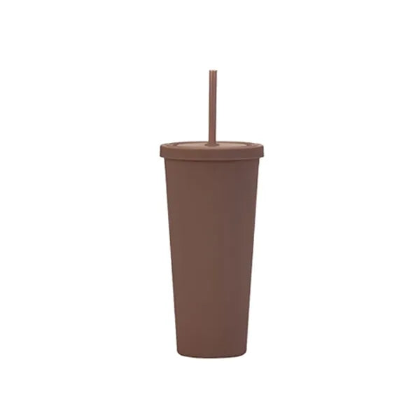 24oz Double Layer Bottle With Lid And Straw