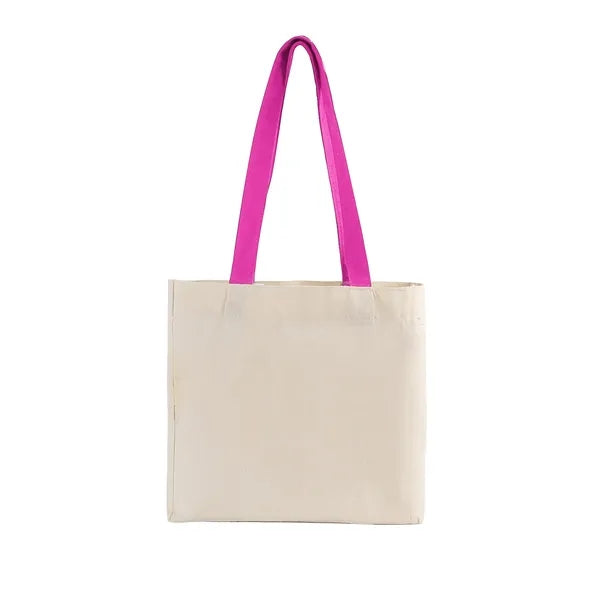 Cotton Colored Handle Tote w/Gusset