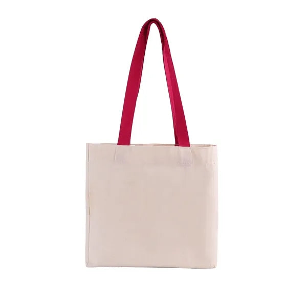 Cotton Colored Handle Tote w/Gusset