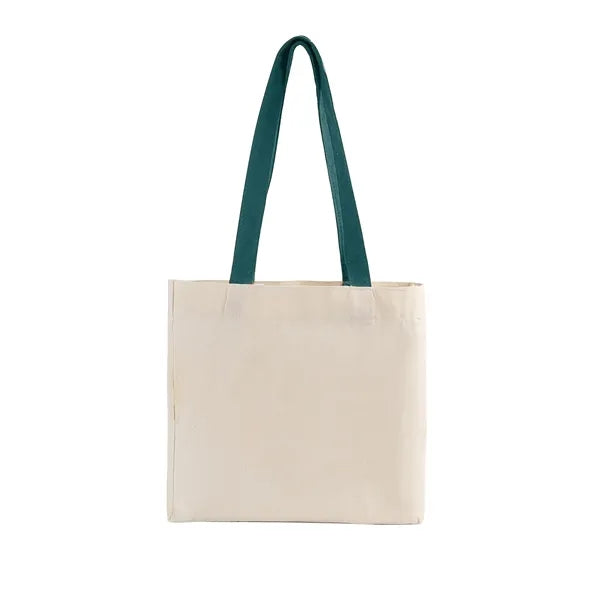 Cotton Colored Handle Tote w/Gusset