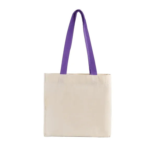 Cotton Colored Handle Tote w/Gusset