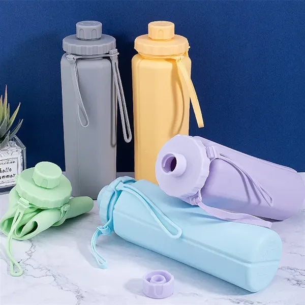 20oz Silicone Leakproof Collapsible Water Cup with Lanyard