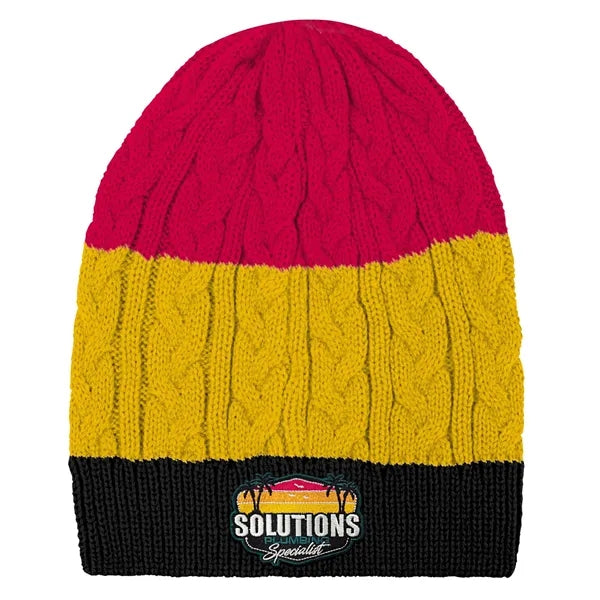 Embroidered Adult Cable-Knit Beanie
