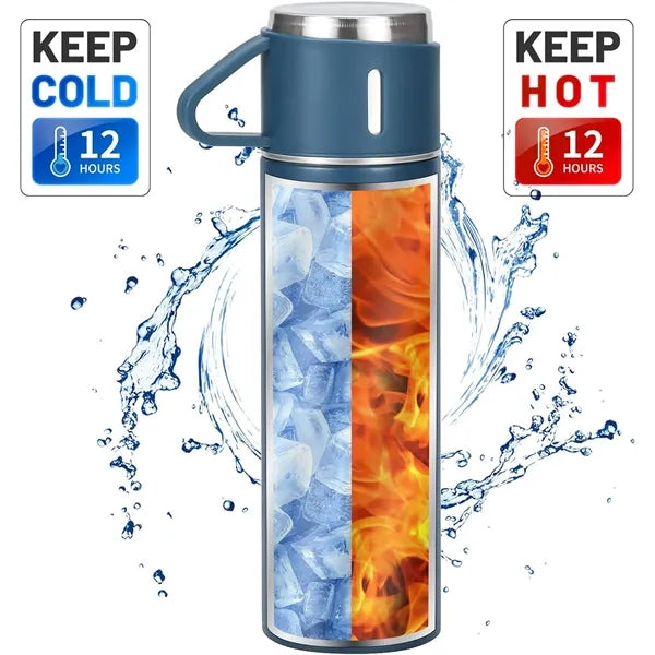 Insulated water bottle with three cups