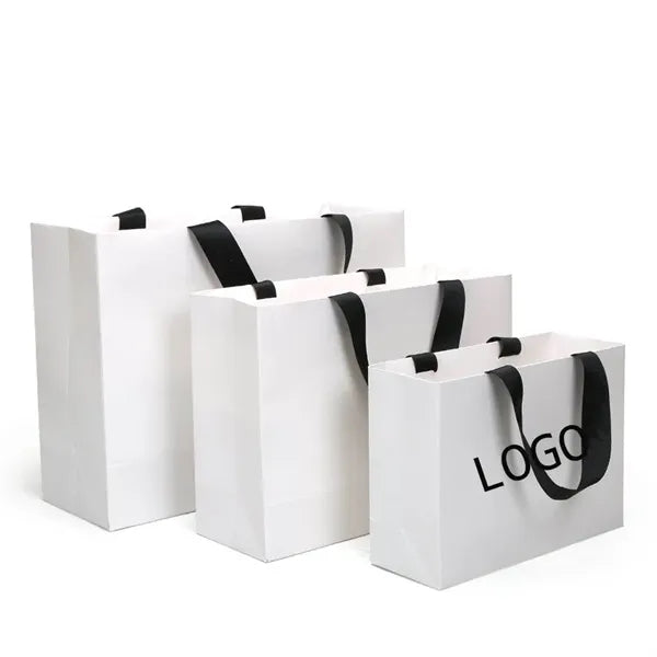 14.6"x4"x10.9"White Paper Gift Shopping Handle Bag