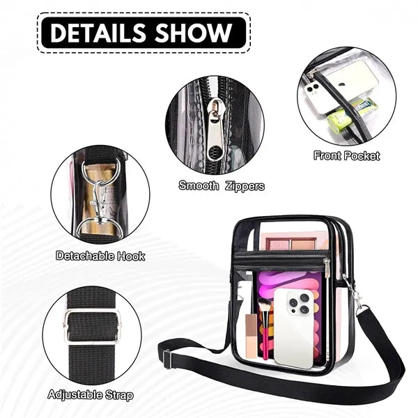 Clear Crossbody Bag with Front Pocket