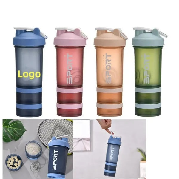 17oz Shaker Bottles With Storage For Protein Powder