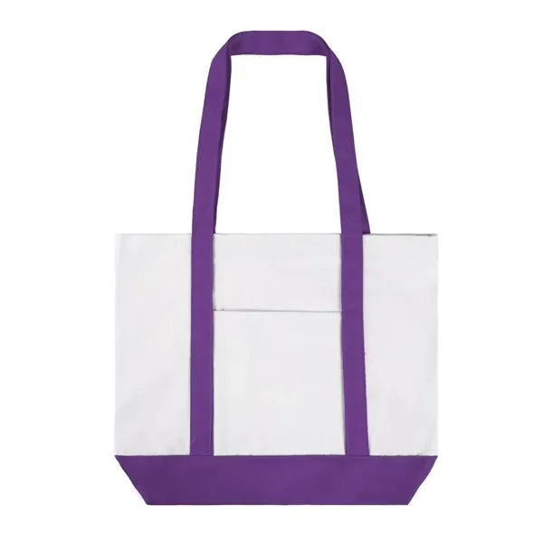 12 Oz Cotton Boat Tote Bag Front Pocket W/ Gusset