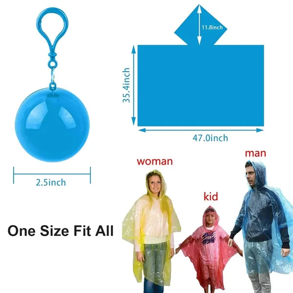 Compact Disposable Hood Raincoat Keychain Ball