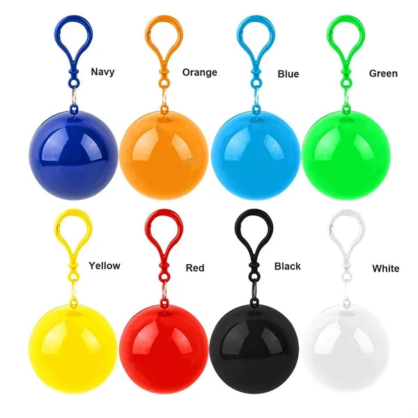 Compact Disposable Hood Raincoat Keychain Ball