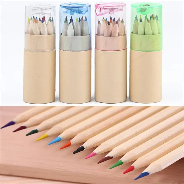 12-Color Wood Colored Pencils With Built-In Sharpener