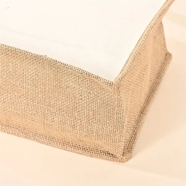 Mini Jute Tote Bag w/Canvas Handle