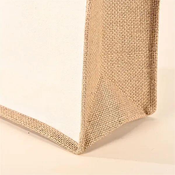 Mini Jute Tote Bag w/Canvas Handle