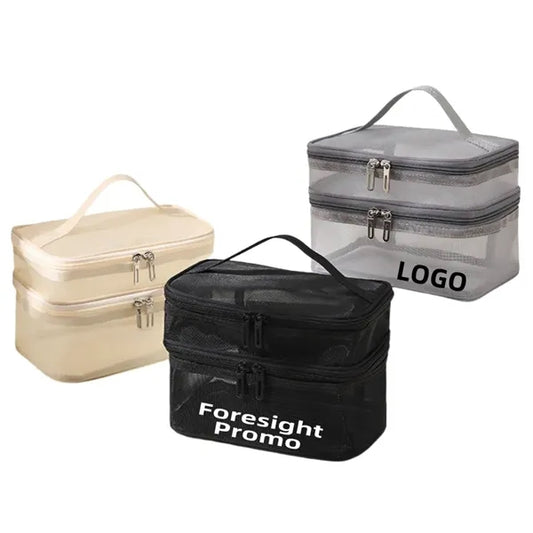 Mesh shower double-deck Bag Portable Toiletry Bath Caddy