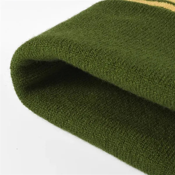 Winter Beanie Pom-Pom Stripe Knit Skull Slouch Ski Hat