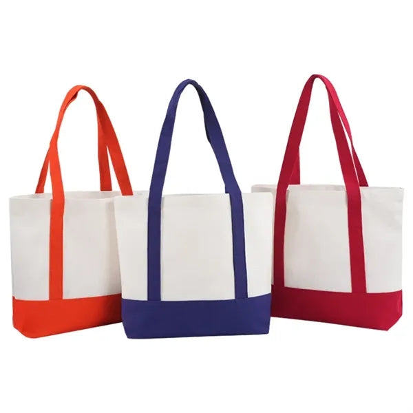 Stylish Canvas Tote Bag with an External Pocket