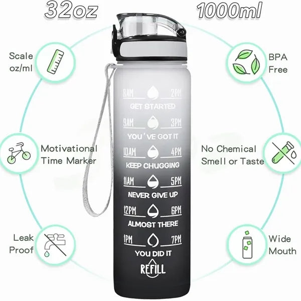 32oz Sports Water Bottle with Time Marker