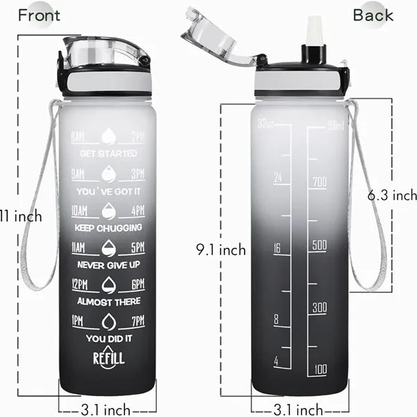 32oz Sports Water Bottle with Time Marker