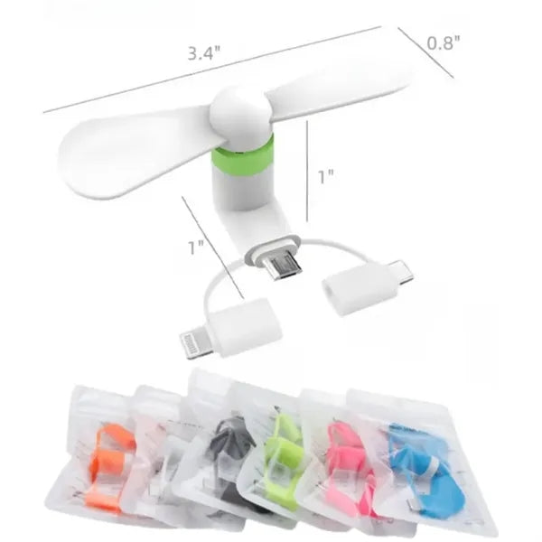 Mini 3-in-1 USB Cellphone Fan