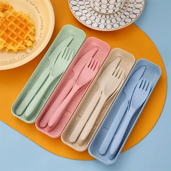 Eco-Friendly Wheat Straw Utensil Set Knife, Fork, Spoon